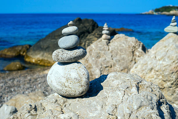 istock Small pyramids are on the big rocks by the Black 584203374