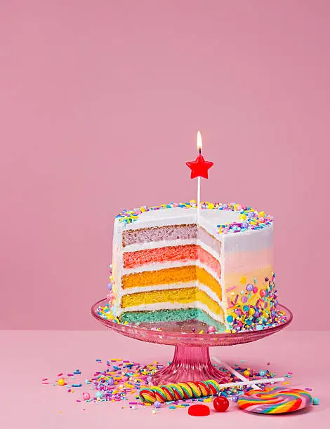 Photo of Rainbow Birthday Cake with Sprinkles