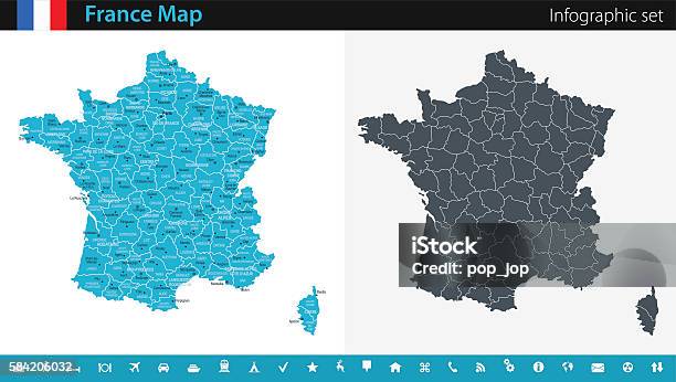 France Map Infographic Set Stock Illustration - Download Image Now - France, Map, Vector