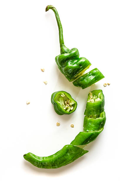 istock Long Hot Pepper Sliced on White Background 584206256