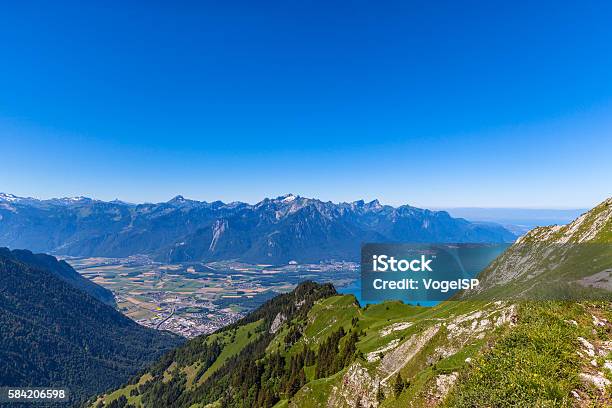 Aerial View Of Lake Geneva From Rochersdenaye Stock Photo - Download Image Now - Aerial View, Backgrounds, Beautiful People