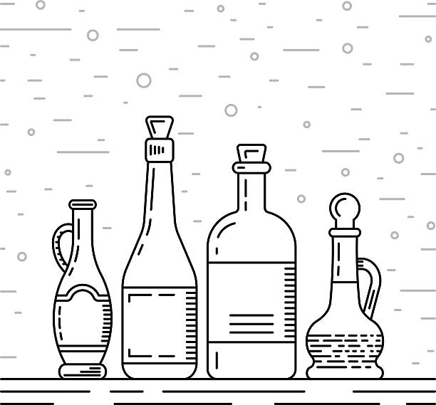 weinessigsauce - vinegar bottle balsamic vinegar cruet stock-grafiken, -clipart, -cartoons und -symbole