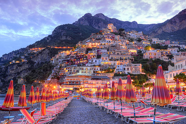 Beautiful Positano, Amalfi coast, Italy Beautiful Positano surprised at sunset. amalfi photos stock pictures, royalty-free photos & images