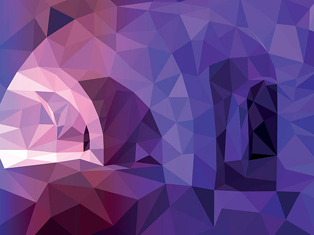 abstract blue and violet triangular background vector art illustration