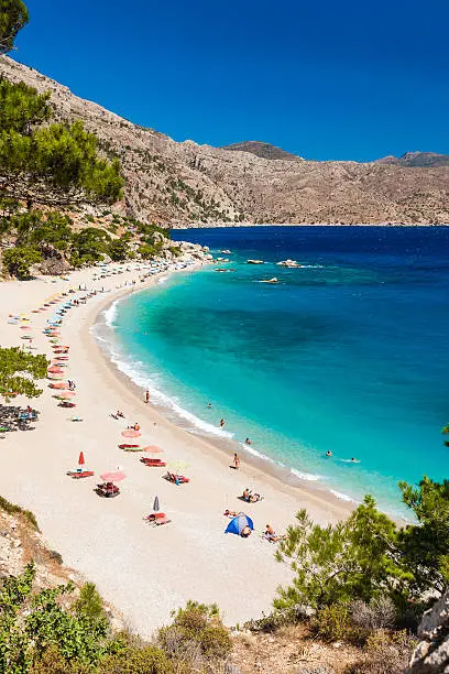 Idyllic beach Apella on Karpathos, Greece. One of the most beautiful European beaches.