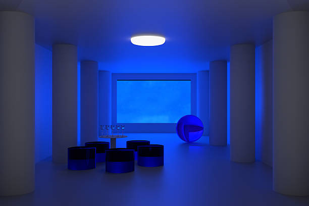 renderowanie 3d futurystycznego pomieszczenia - number number 5 three dimensional shape glass zdjęcia i obrazy z banku zdjęć
