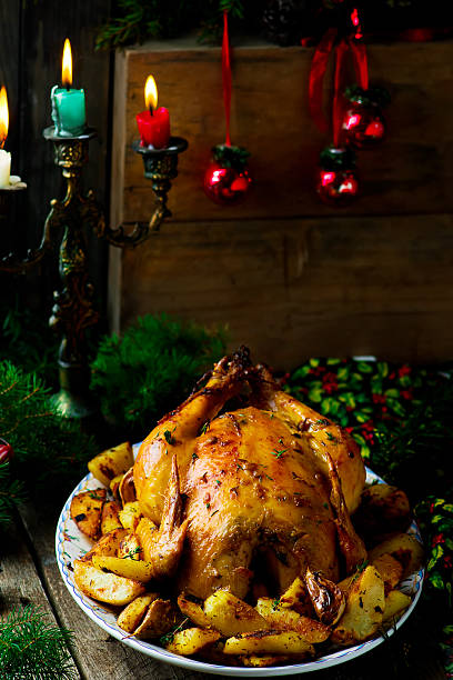 istock the Christmas baked chicken with potato 584223082