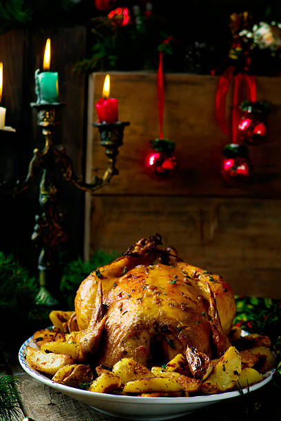 istock the Christmas baked chicken with potato 584223090