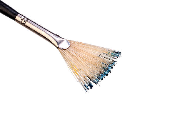 istock Flat used paintbrush on white background 584224040