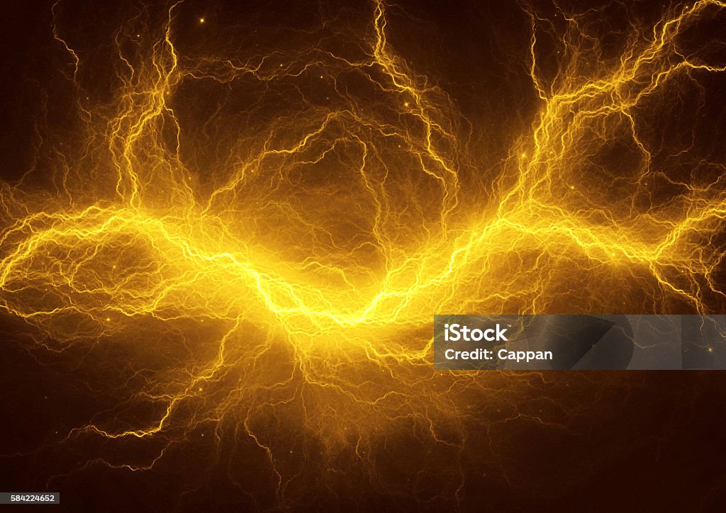 Goldener elektrischer Blitz - Lizenzfrei Bildhintergrund Stock-Foto