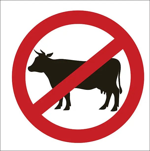 Vector illustration of image sign of the prohibition of cows