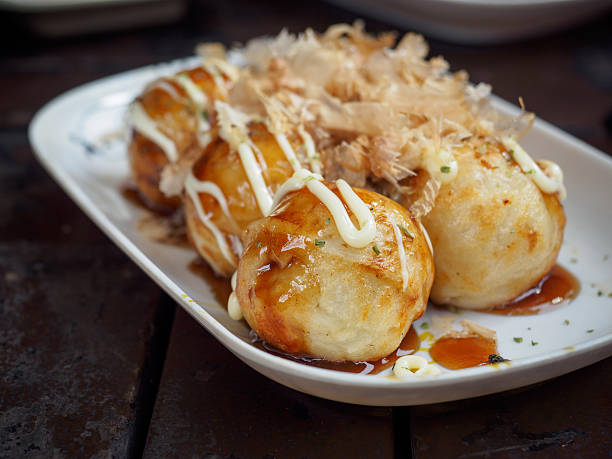 istock Fried Takoyaki balls dumpling - japanese food 584229284