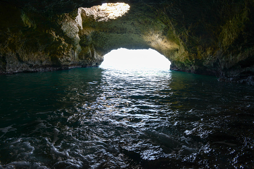 Inside of a cave at Torre Canne on Puglia, Italy