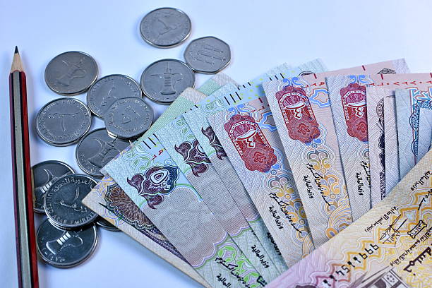 istock Close up Dirhams currency, United Arab Emirates 584234348
