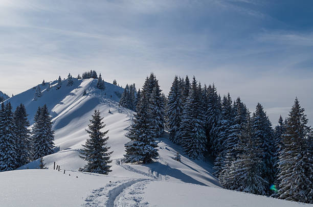 pista de esqui em linda paisagem ensolarada de inverno, oberstdorf, alemanha - oberstdorf - fotografias e filmes do acervo