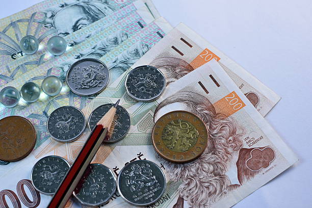 istock Close up Czech Koruna currency, Czech Republic 584237694