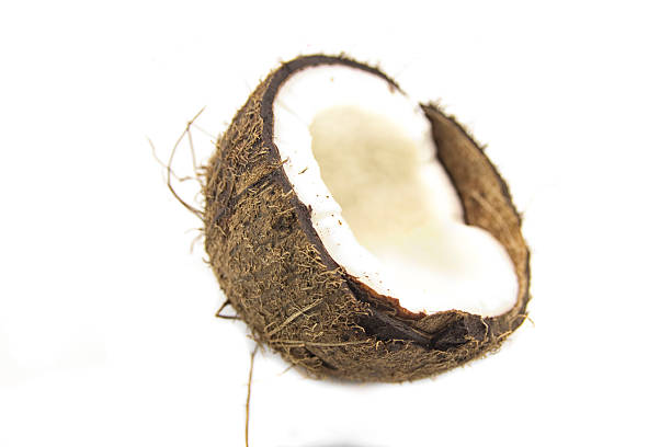 Half coconut isolated on white Background.