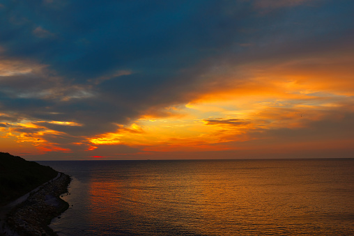 horizontal shot of twilight over the sea in summer day.beautiful nature background.