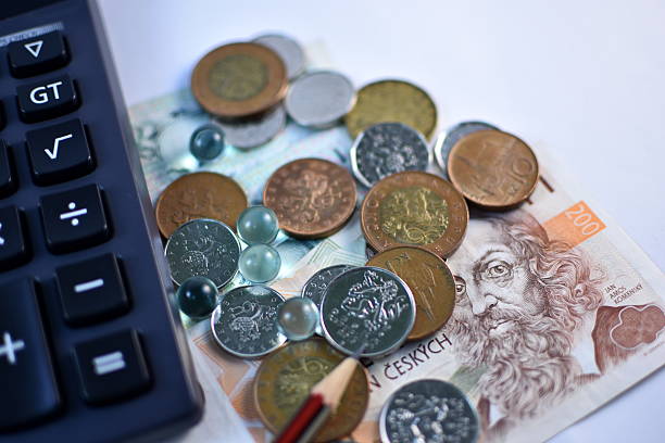 istock Close up Czech Koruna currency, Czech Republic 584241978