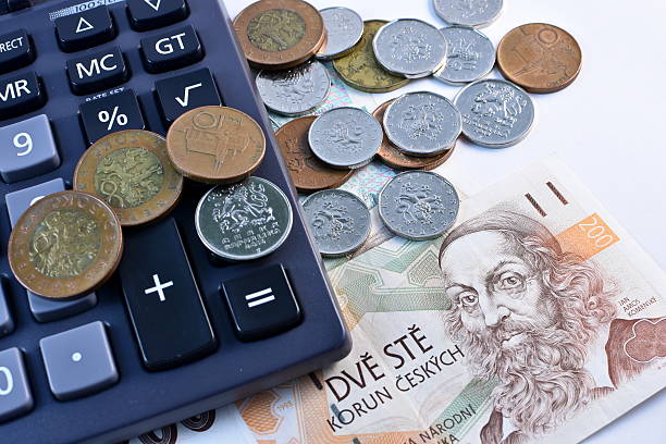 istock Close up Czech Koruna currency, Czech Republic 584244012