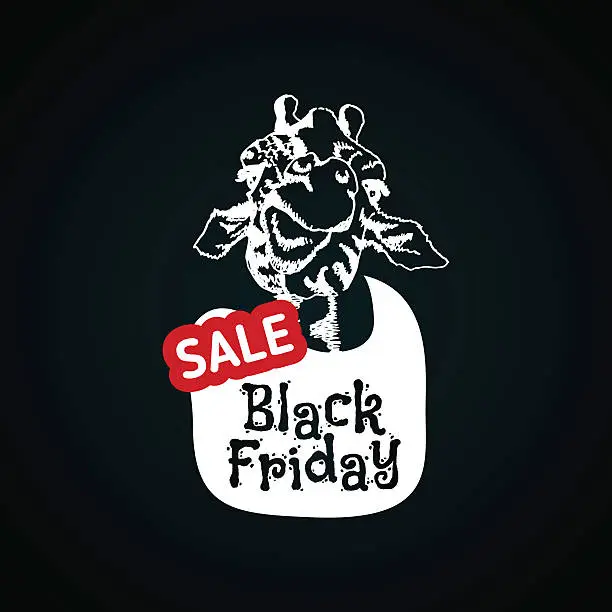 Vector illustration of giraffe lettering black friday discount