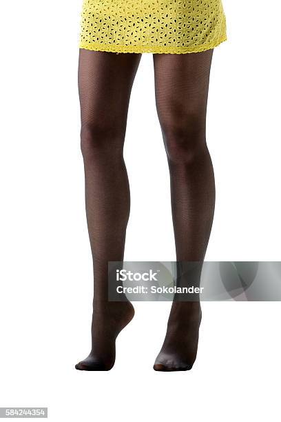 Closeup Of Woman Legs In Black Stockings Stock Photo - Download