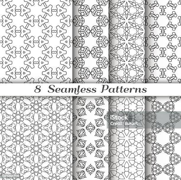 Linear Style Pattern Tileable Set Of Eight Seamless Linear Patterns With Thin Lines Stock ...