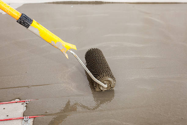 istock Electric floor heating system installation in new house. 584247186