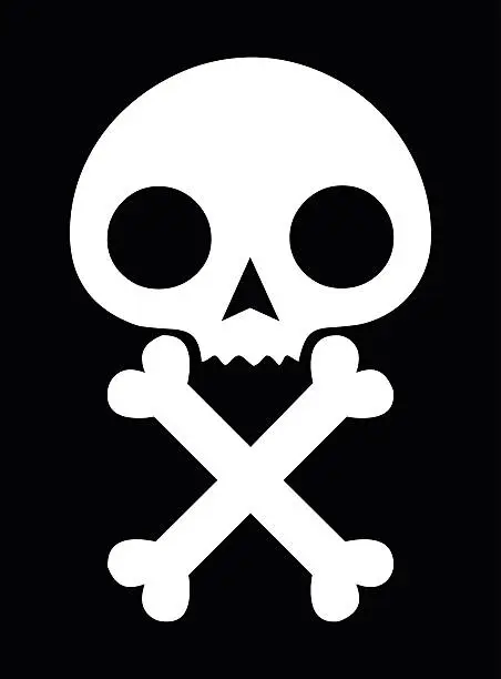 Vector illustration of skull icon black background