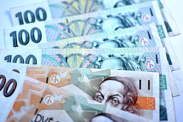 istock Close up Czech Koruna currency, Czech Republic 584248664