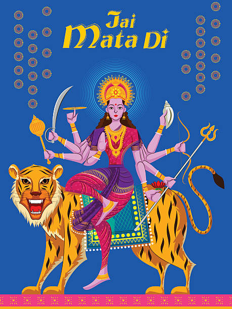 Indian Goddess Sherawali Maa On Tiger Stock Illustration - Download Image  Now - Durga, Clip Art, Computer Graphic - iStock