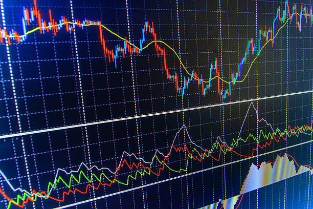 istock Stock market graph and bar chart price display 584464540