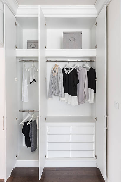 istock black and white color tone clothes in wardrobe 584464572