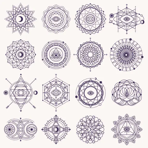 Vector illustration of Set of Sacred Geometry Signs