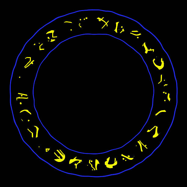 istock Magical signs inside the circle 3d illustration 584467960