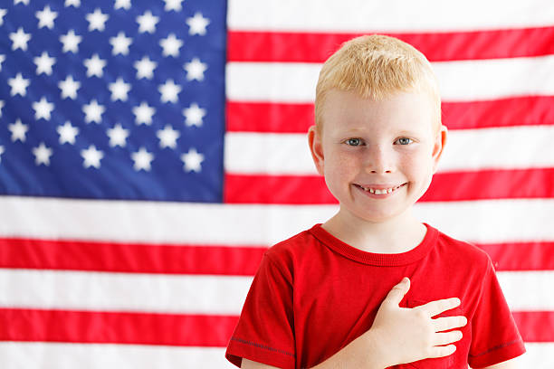 istock American patriotic boy 584468928
