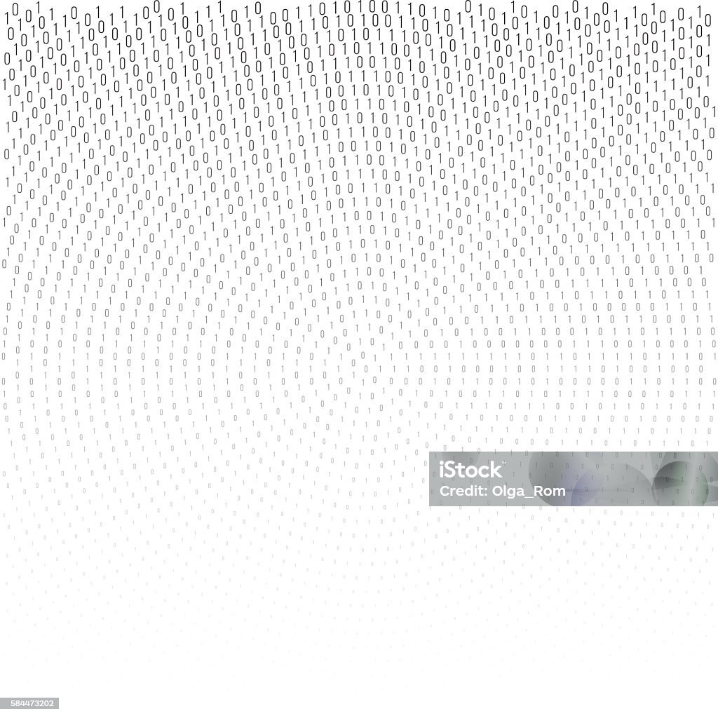 Binary code vector halftone texture. Binary code black and white background with two binary digits, 0 and 1 isolated on a white background. Halftone vector illustration. Binary Code stock vector