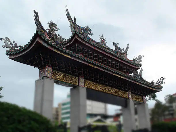 View Of Longshan Temple Of Manka Entrance Gate In Taipei Taiwan