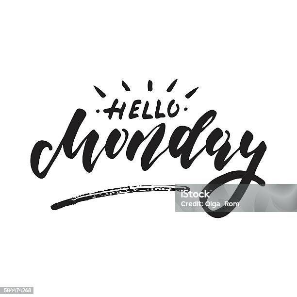 Hello Monday Inspirational Lettering Design For Posters Flyers Tshirts Stock Illustration - Download Image Now