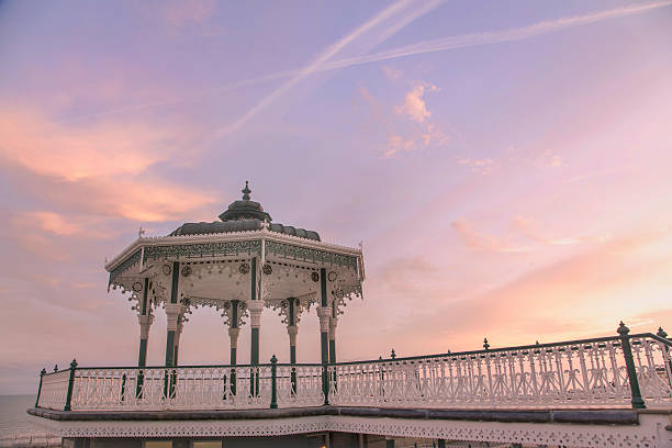istock Beautiful pavilion near seaside by sunset 584475718