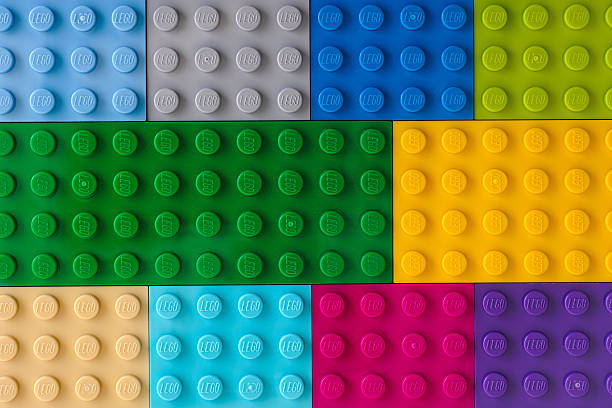 Background of some different colors. Lego baseplates stock photo