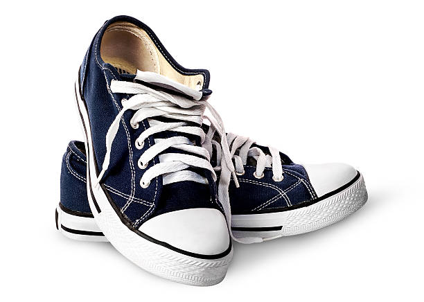 istock Dark blue athletic shoes on each other 584475880