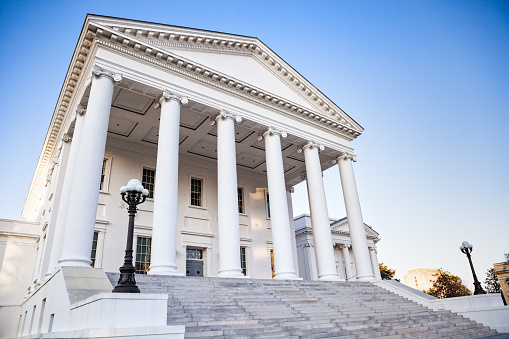 Virginia state capitol building in Richmond Virginia