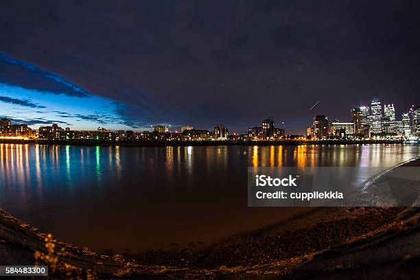 London River Cityscape At Sunset Stock Photo - Download Image Now - Architecture, Blue, Building Exterior