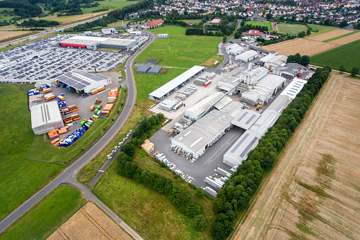 Industrial area and factory, aerial view