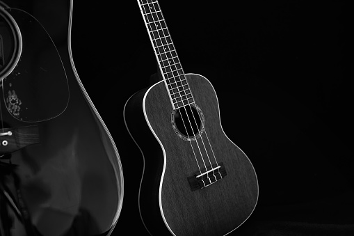 ukulele with acoustic guitar