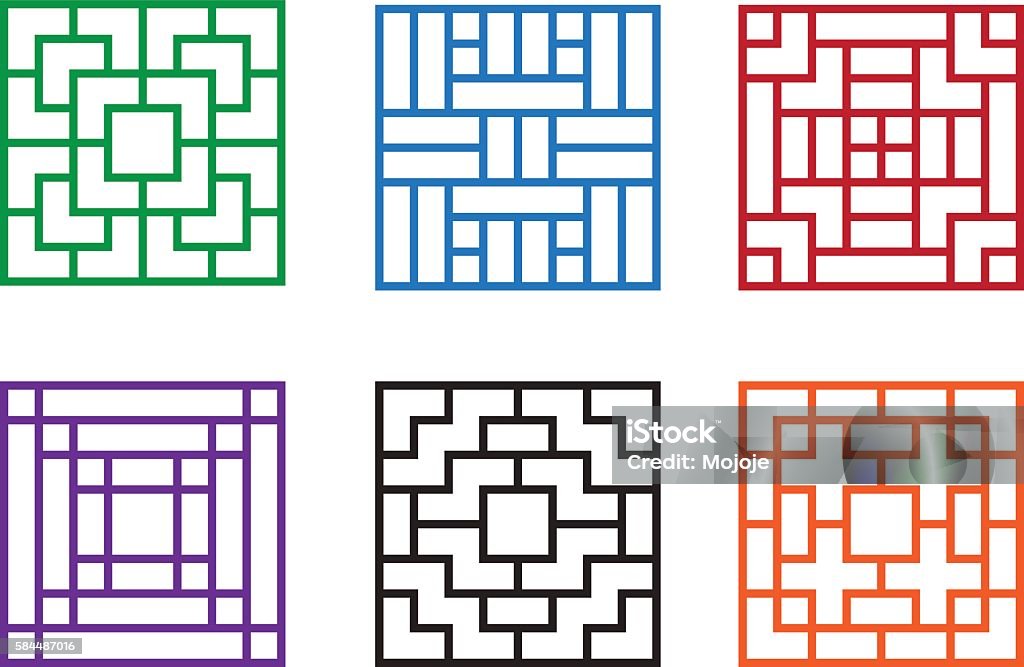 Window Pattern Square Modern Chinese Pattern Window In Square Concept Stock Illustration ...