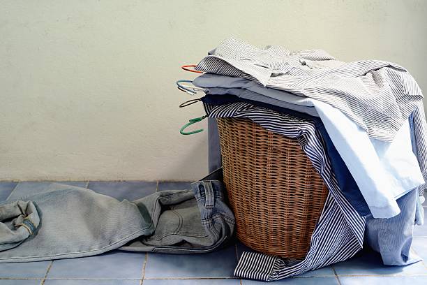 Pile of dirty clothes stock photo