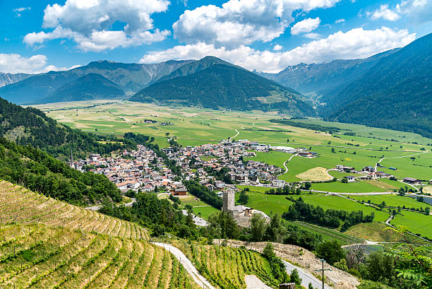 istock Aerial view on the city Alps 584491192