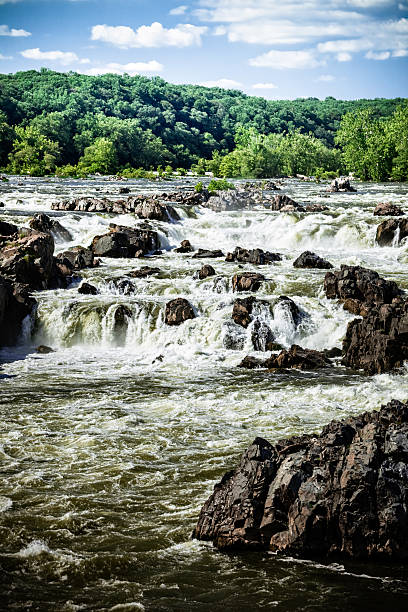 Waterfalls at Great Falls National Park in Virginia on a summer day